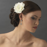 Jeweled Delphinium Flower Bridal Headpiece Clip 413 White or Ivory