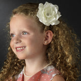 Jeweled Delphinium Flower Bridal Headpiece Clip 413 White or Ivory