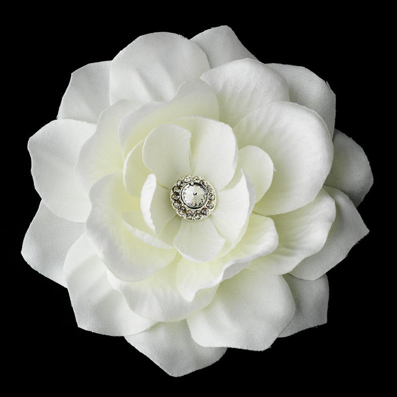 Jeweled Delphinium Flower Bridal Headpiece Clip 413 White or Ivory