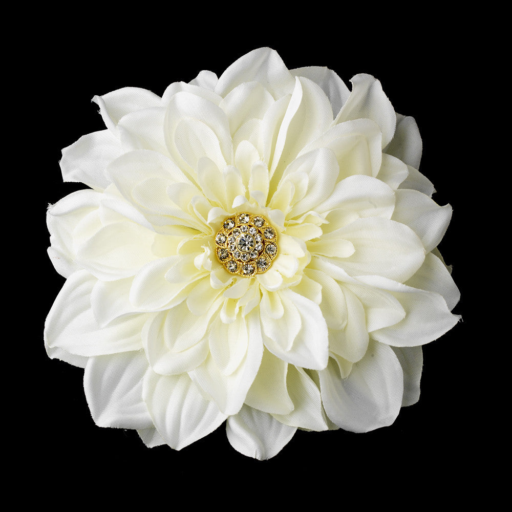 Elegant Rhinestone Jeweled Royal Gerber Flower Hair Clip - Clip 417