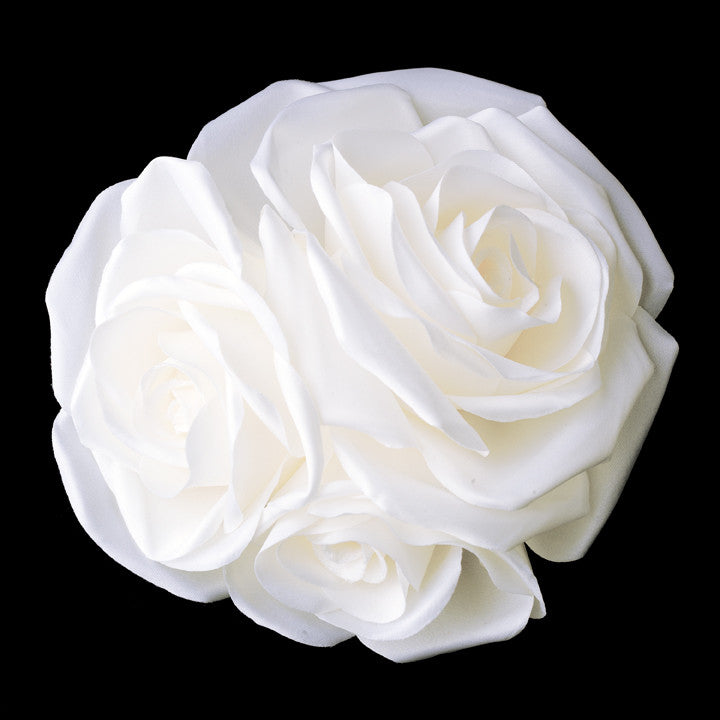 Garden Rose Cluster Flower Hair Clip 419 Cream, Ivory or White