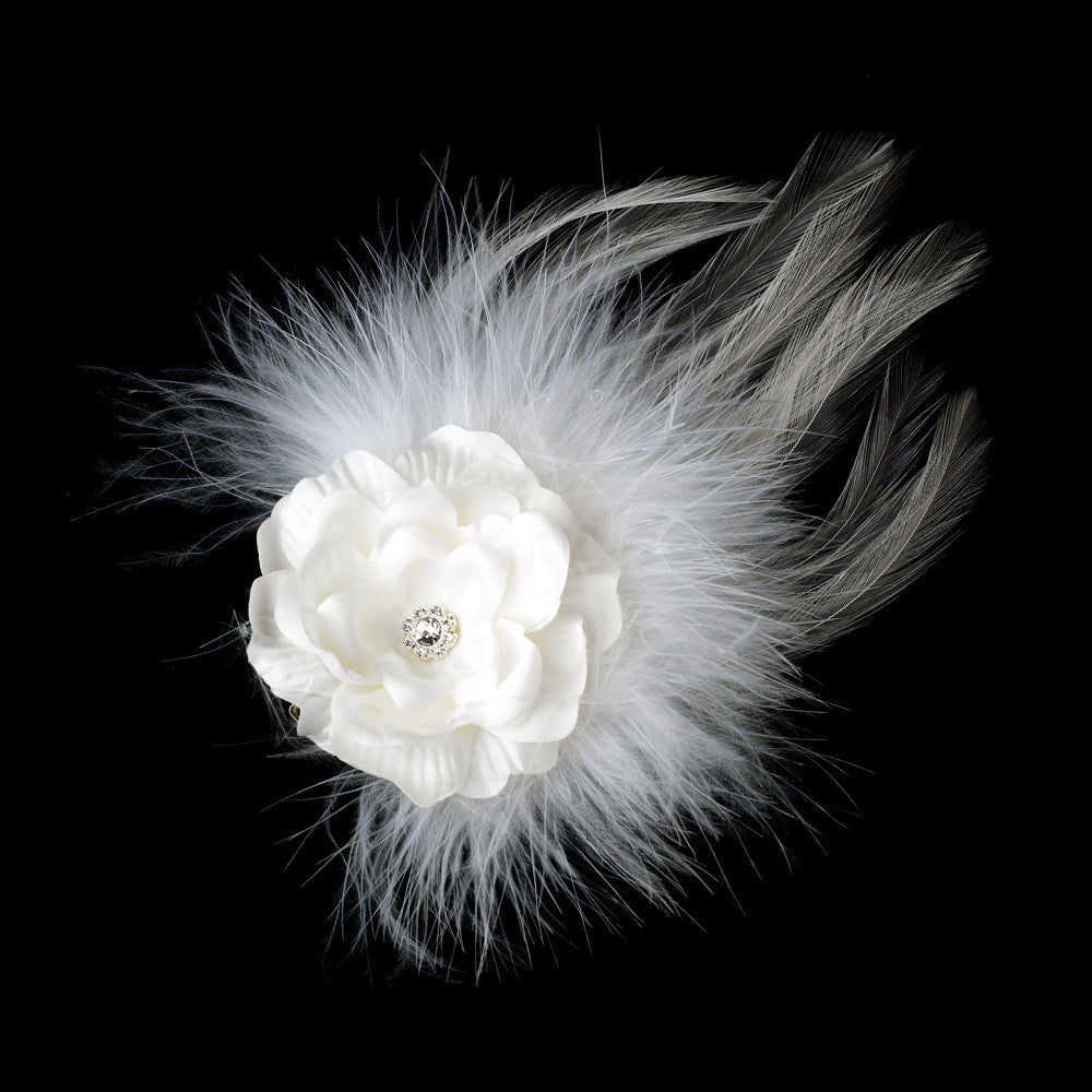 Petite Flower Feather Fascinator Bridal Wedding Day Hair Clip 420