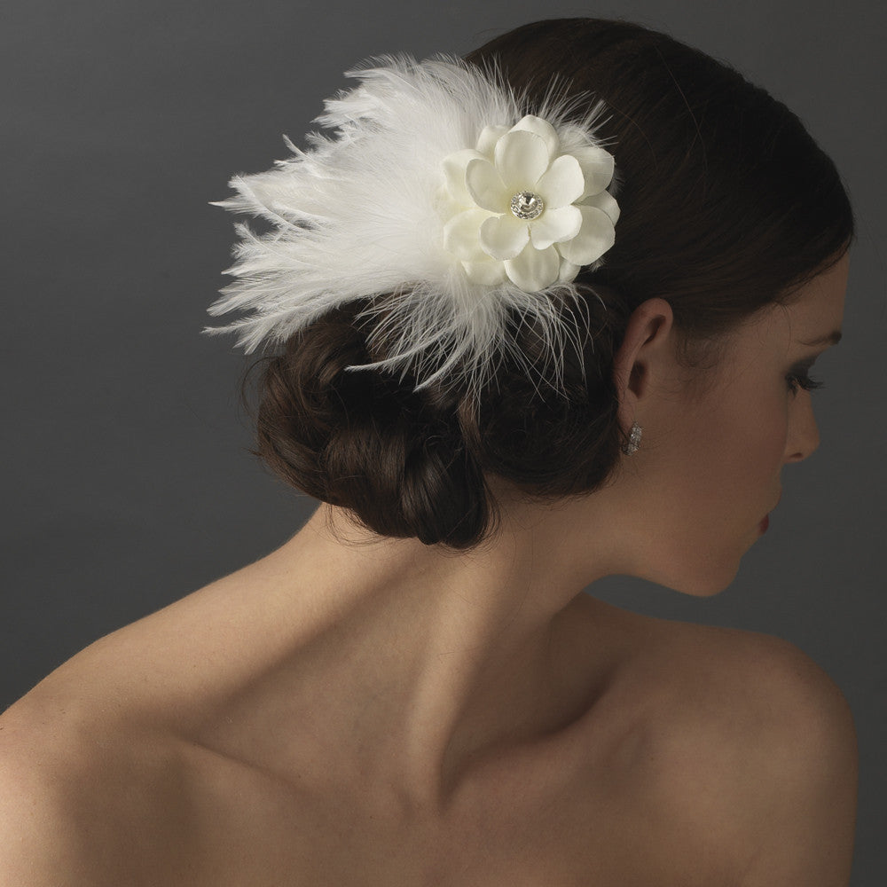 Flower Feather Fascinator Bridal Hair Clip 421