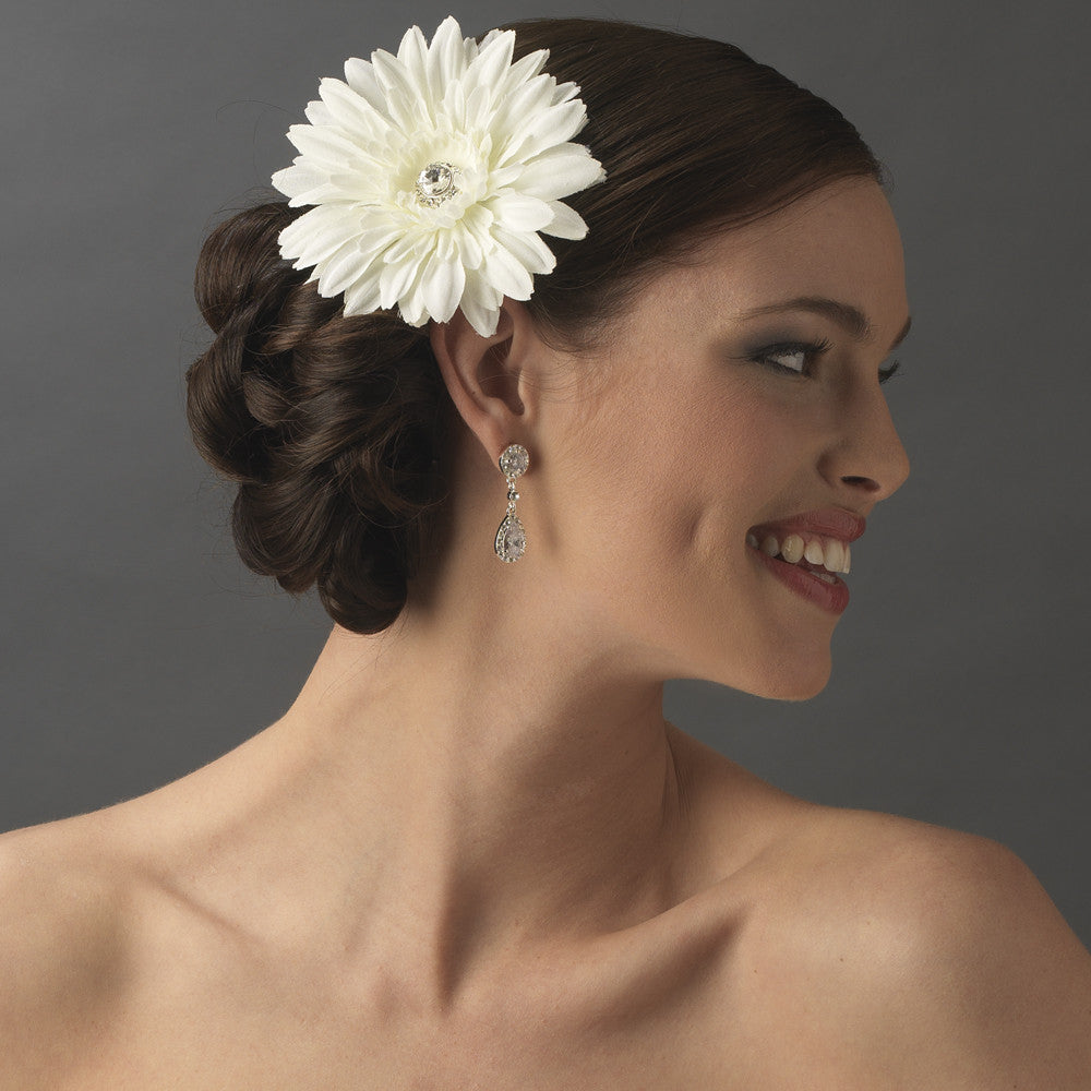 Diamond White Starburst Dahlia Flower Hair Clip 422