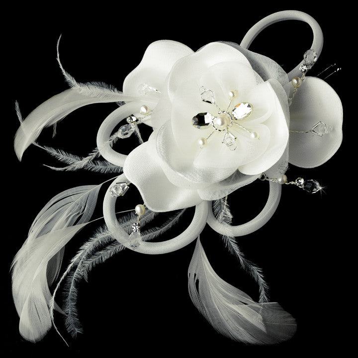 Swarovski & Ivory Pearl Flower Bridal Hair Clip  424