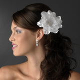 Beautiful Crystal Accented Flower Hair Clip  426 White or Ivory
