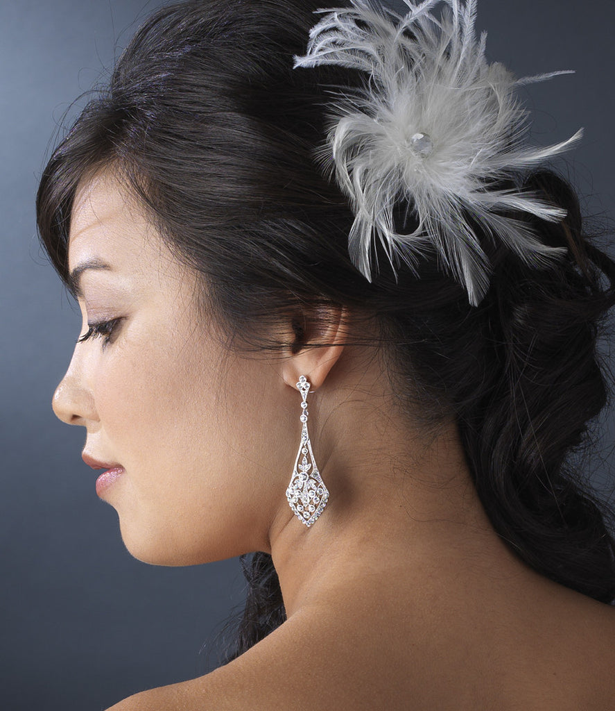 Bridal Feather Hair Fascinator Clip 440 with Brooch Pin