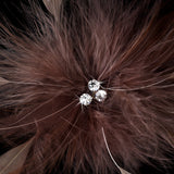 Bridal Crystal Feather Fascinator Clip 442 with Brooch Pin ( Ivory Red Black or Cafe )