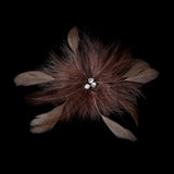 Bridal Crystal Feather Fascinator Clip 442 with Brooch Pin ( Ivory Red Black or Cafe )
