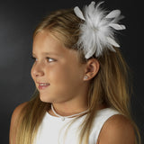 Bridal Crystal Feather Fascinator Clip 442 with Brooch Pin ( Ivory Red Black or Cafe )