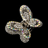 Silver Clear Aurora Borealis Crystal Butterfly Clip 445