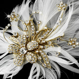 Feather Crystal Bridal Hair Clip 456 with Brooch Pin