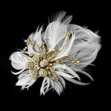 Feather Crystal Bridal Hair Clip 456 with Brooch Pin