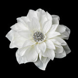 Rhodium Dahlia Hair Clip 517 or Clip Brooch with Petals & Sparkling