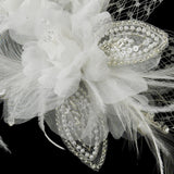 Crystal & Freshwater Pearl Feather Bridal Flower Hair Clip 5286