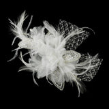 Crystal & Freshwater Pearl Feather Bridal Flower Hair Clip 5286