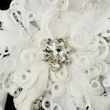 Crystal & Rhinestone Feather Flower Bridal Hair Clip 5287
