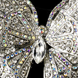 Elegant Antique Silver AB Rhinestone Butterfly Brooch or Hair Pin 7444