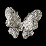 Elegant Antique Silver AB Rhinestone Butterfly Brooch or Hair Pin 7444