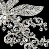 Sparkling Rhinestone Covered Leaf Swirl Hair Clip 9515 (Silver or Antique Silver)