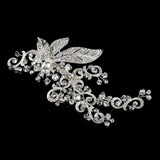 Sparkling Rhinestone Covered Leaf Swirl Hair Clip 9515 (Silver or Antique Silver)
