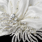 Ornate Ivory Floral Hair Clip with Rhinestone Accentuations 9635
