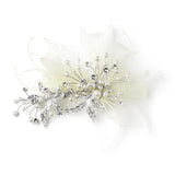 Silver Ivory Pearl, Rhinestone & Ribbon Design Hair Clip 9637
