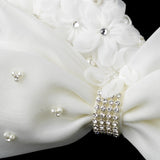 Silver Ivory Pearl & Rhinestone Accented Bow Hair Clip 9638
