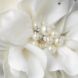 Ivory Pearl & Rhinestone Accent Bridal Flower Hair Clip 9640