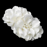 Ivory Pearl & Rhinestone Accent Bridal Flower Hair Clip 9640