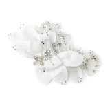 Pearl, Rhinestone & Bugle Bead Accent Flower Hair Clip 9642