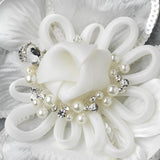 Rhinestone, Pearl & Sequence Accent Flower Hair Clip 9644