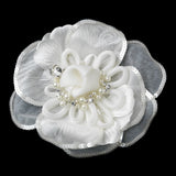 Rhinestone, Pearl & Sequence Accent Flower Hair Clip 9644