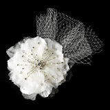 Couture Rhinestone Flower Hair Clip with Russian Tulle 9855