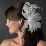 Large Bridal Feather Comb Headpiece 1538 White or Ivory