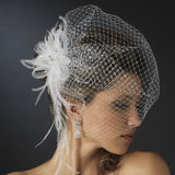 Jeweled Feather Fascinator V Cage 3631 w/ Russian Veil