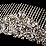 Antique Silver Clear Rhinestone Floral Comb 411