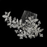 Antique Rhodium Silver Clear Rhinestone Floral Comb 4400