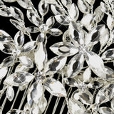 Silver Clear Marquise Rhinestone Floral Side Comb 4516