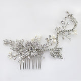 Rhodium Silver Freshwater Pearl Comb 46