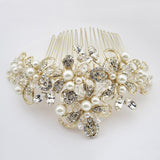 Swarovski Crystal Bead & Rhinestone Floral Ribbon Hair Comb 64