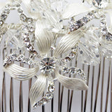 Silver Clear Swarovski Crystal & Rhinestone Floral Comb 65