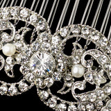 Rhinestone & Freshwater Pearl Bridal Hair Comb 652 Rhodium or Gold
