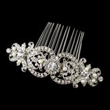 Rhinestone & Freshwater Pearl Bridal Hair Comb 652 Rhodium or Gold