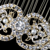 Rhinestone & Freshwater Pearl Bridal Hair Comb 652 Rhodium or Gold