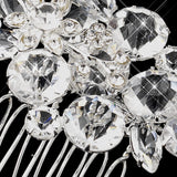Silver Clear Crystal and Rhinestone Flower Accenting Comb 922