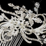 Silver Clear Austrian Crystal Swirl Flower Hair Comb 925