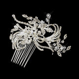 Silver Clear Austrian Crystal Swirl Flower Hair Comb 925