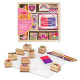 Melissa & Doug Wooden Stamp Set: Friendship - 9 Stamps, 5 Colored Pencils, and 2-Color Stamp Pad