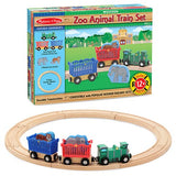 Melissa & Doug Zoo Animal Wooden Train Set (12+pc)